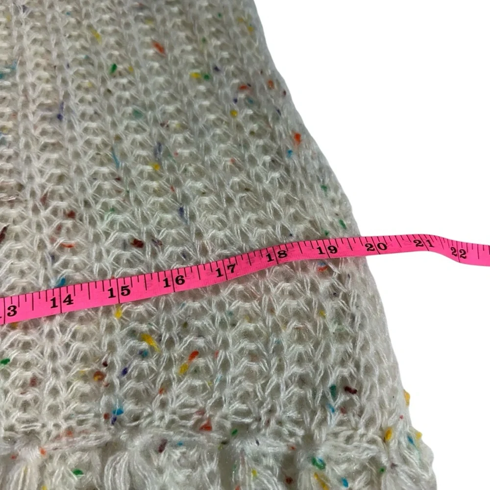 Steve Madden Open Knit Cream Rainbow Speckled Scarf‎